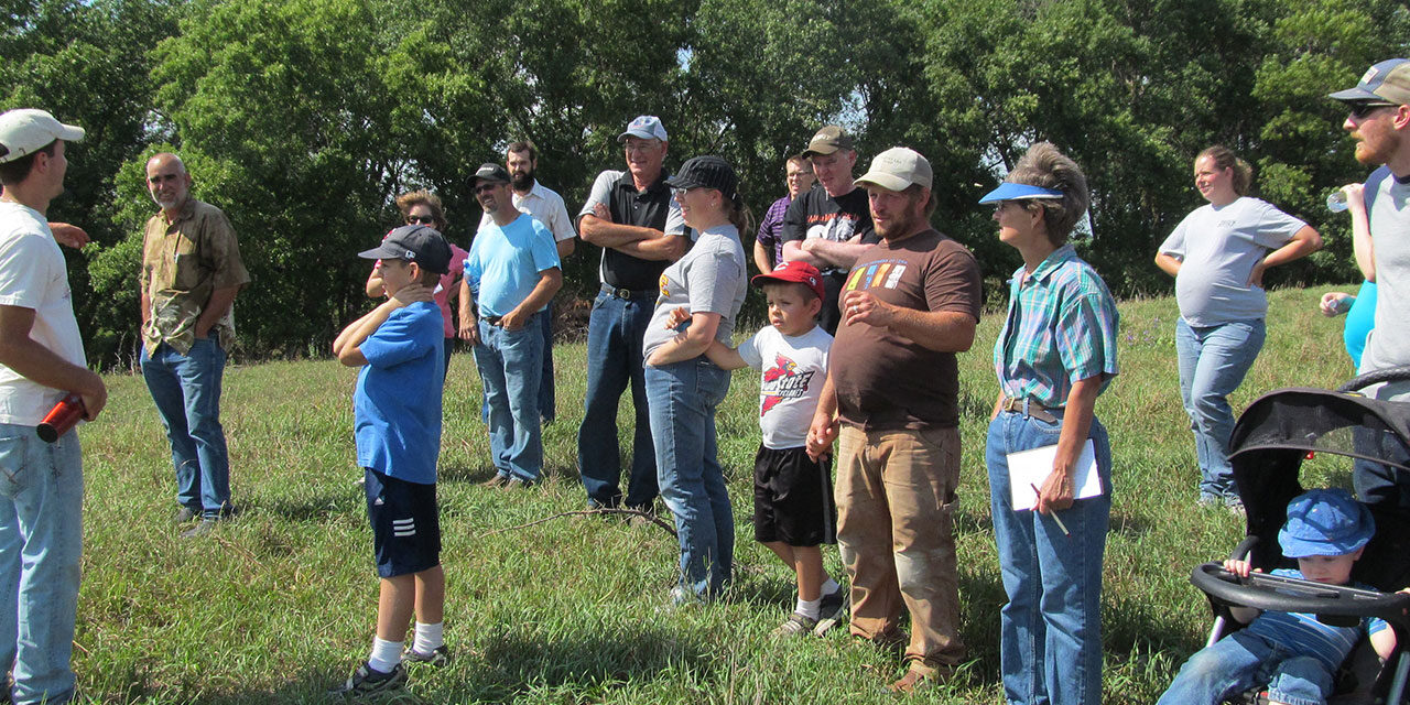 Nathan Anderson teaches at his field day, photo courtesy of Practical Farmers of Iowa